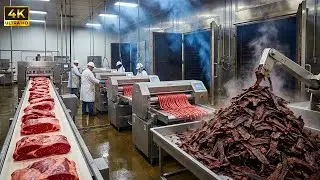 Inside a Modern Beef Jerky Factory: From Raw Cut to Smoky Strip (Full Process)
