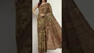 classic ikkat handprint cotton saree with separate blouse pc.