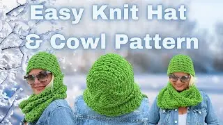 Aloe Knit Hat and Cowl Pattern Step by Step Easy for Beginners Flat in Rows