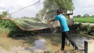 Cast Net Fishing in Cambodia at Kandal Province