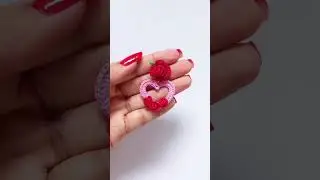 BEAUTIFUL ROSE HEART SHAPED CROCHET EARRINGS | Cute Handmade DIY Jewelry Art
