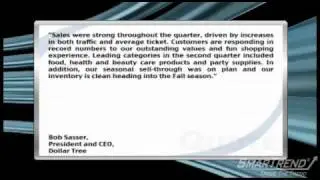 Earnings Report: Dollar Tree Posts Solid Q2, Raises Full-Year EPS Guidance August 19, 2010