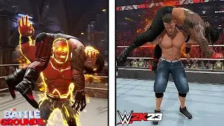 WWE Battlegrounds против WWE 2K23 (сравнение финишеров)