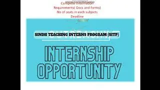 Sindh  Teaching Interns Program (STIP) Complete Information