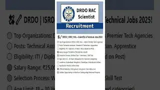 🛰️🔧 DRDO | ISRO | HAL &ndash; Scientific & Technical Jobs 2025!