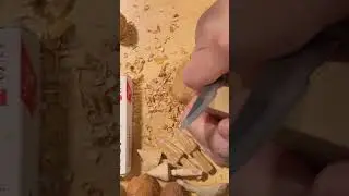 Wood carving a mushroom top #asmr