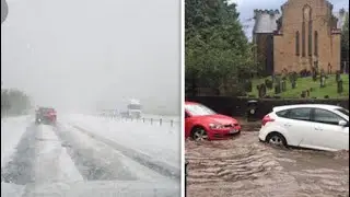 Bizzare weather storm HITS UK Snow, twisters and lightning fireballs wreak