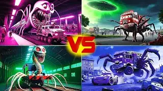 Thomas Train Eater 🆚 McQueen Spider-Man Monster🆚 Thomas Monster 🆚McQueen Monster Tiles Hop EDM Rush
