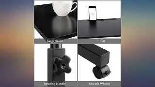 Hadulcet Mobile Side Table, Mobile Laptop Desk Cart, Adjustable Over Bed Table with review