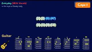 Everyday (In the style of Buddy Holly) Guitar Play-Along (With Vocals) Capo 1