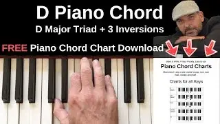 D Chord Piano | D Major Triad + Inversions Tutorial + FREE Chord Chart