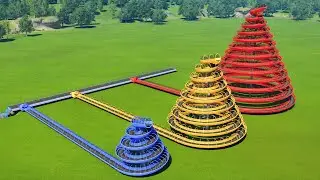 Small vs Large Rising Spiral Launched Water Slide &ndash; Planet Coaster 2