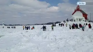 Grand Haven Lighthouse from Frozen Lake Michigan