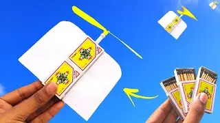 How to make rubberband flying helicopter out of match box,making plane from matchbox