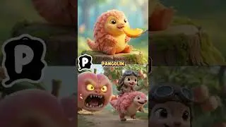 M N O P Monkey Newt Octopus Pangolin Ride Pear Pineapple Blackcurrant Peach | ABC Fruit Monster Fun