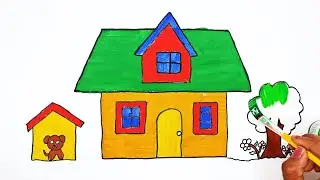 Easy House Drawing and Painting for Kids 🎨| Beautiful Home Design Art