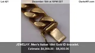 JEWELRY. Men's Italian 18kt Gold ID Bracelet.