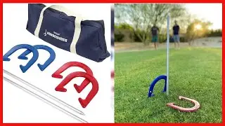 GoSports Horseshoes Regulation Game Set - Includes 4 Horseshoes, 2 Stakes and Carrying Case