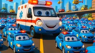 Playful Shark Car Adventure 🦈🚗 | Police Car & Friends Rescue Cartoon Story