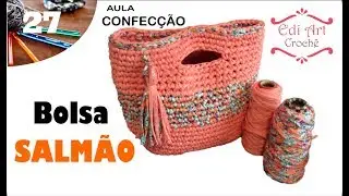 Easy salmon-colored crochet bag made with yarn | Edi Art Crochet