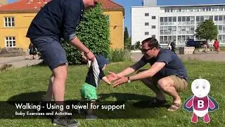 Teach Baby to walk ★ 9-12 Months ★ Baby Exercises and Activities ★ Walking with a towel for support