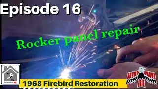 E16 1968 Pontiac Firebird convertible rocker panel replacement and repair, clean plug weld how to