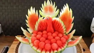 1 Watermelon Challenge - Super Watermelon Peacock Decoration Ideas