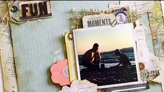 📍Beach, Nautical Theme Scrapbook Layout | Mixed Media | Feat. Far Far Hill and Crate Paper