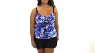Delta Burke Plus Size Falling Petals Ruffle Tankini Top | SwimOutlet.com