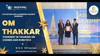 Om Thakkar receiving Youngest in Coding & Robotics Award at Asia Leadership Award Bangkok