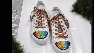 easy to make epoxy resin shoes with crystal and floral design renew your Old shoes convert into New