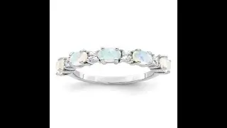 Sterling Silver Lab Created Opal & Cubic Zirconia Band Ring