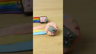 🌈Nyan Cat makes Nyan Donut!!clay!! 🐷 #nyancat #clay #cutecat