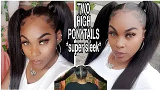 2 HIGH PONYTAILS with WEAVE *super sleek* FAKE BABY HAIRS?