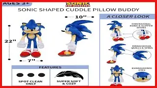 Franco Kids Bedding Super Soft Plush Cuddle Pillow Buddy, One Size, Sonic The Hedgehog