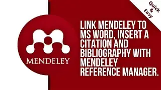 How to link Mendeley to MS Word? | Insert citation and references using Mendeley Reference Manager
