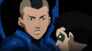Robin fights the Blue Beetle