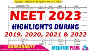 NEET UG 2023 Analysis of 2019, 2020, 2021 and 2023  NEET Exam #neet2023 #mentorplus