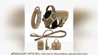 Large Dog Harness Collar Leash Molle Pouches Pet German Shepherd Malinois Training Walking Vest D