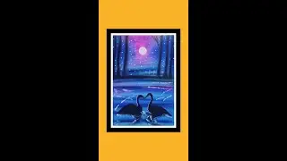 Easy drawing with oil pastel | moonlight swan #shorts #short
