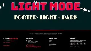 Responsive Website FOOTER | Dark + Light mode Switch Button | Html Css JavaScript | #footer #coding
