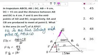Area inside trapezium when line is there through mid points of two unparallel sides