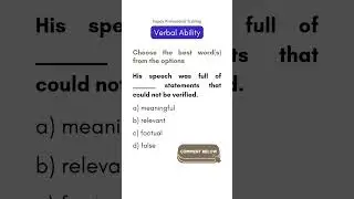 Select the most suitable word - 8 | Verbal Ability #verbalability #reasoning #verbalreasoning