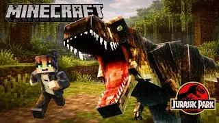 Surviving JURASSIC PARK Dinosaurs in Minecraft !!!