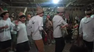 Ross School boys in Borneo, dancing in traditional Iban style.
