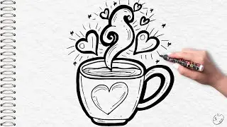 Heart Coffee Cup Drawing || Easy Mug Drawing || Simple Drawing