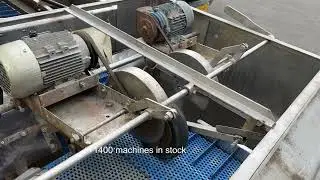 Peter Cox washing machine for spring onions with leaf and root cutters