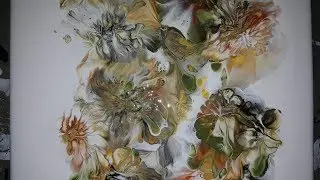 A flip and drag into a pretty balloon smash acrylic pour painting