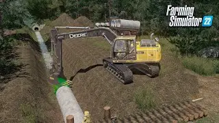 Instalando tubos para drenar um lago | Desafios do mapa Azura | Farming simulator 22