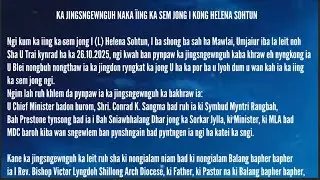 KA JINGSNGEWNGUH NAKA &Iuml;ING KA SEM JONG I KONG HELENA SOHTUN